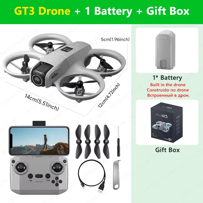 NEW Drone GT3 8K 4K Professional HD 180° ESC Dual Cameras Mini WIFI Dron Obstacle Avoidance FPV Foldable RC Quadcopter Toys UAV