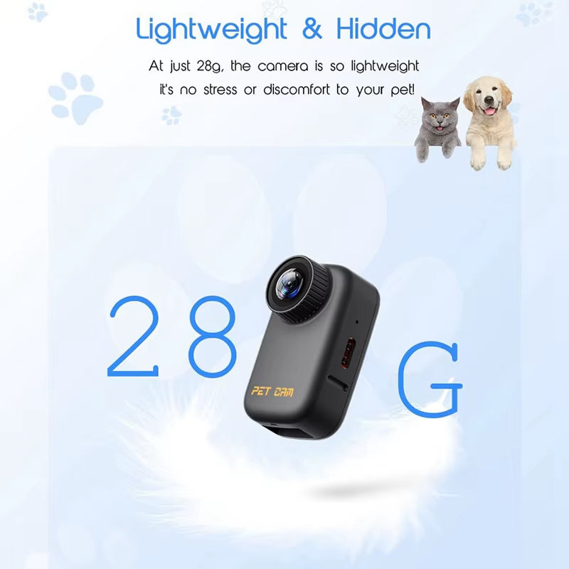 4K 30Hz Pet Collar Camera, Animal Vlog Camera Mini Action Camera for Video Records Dog Collar Camera