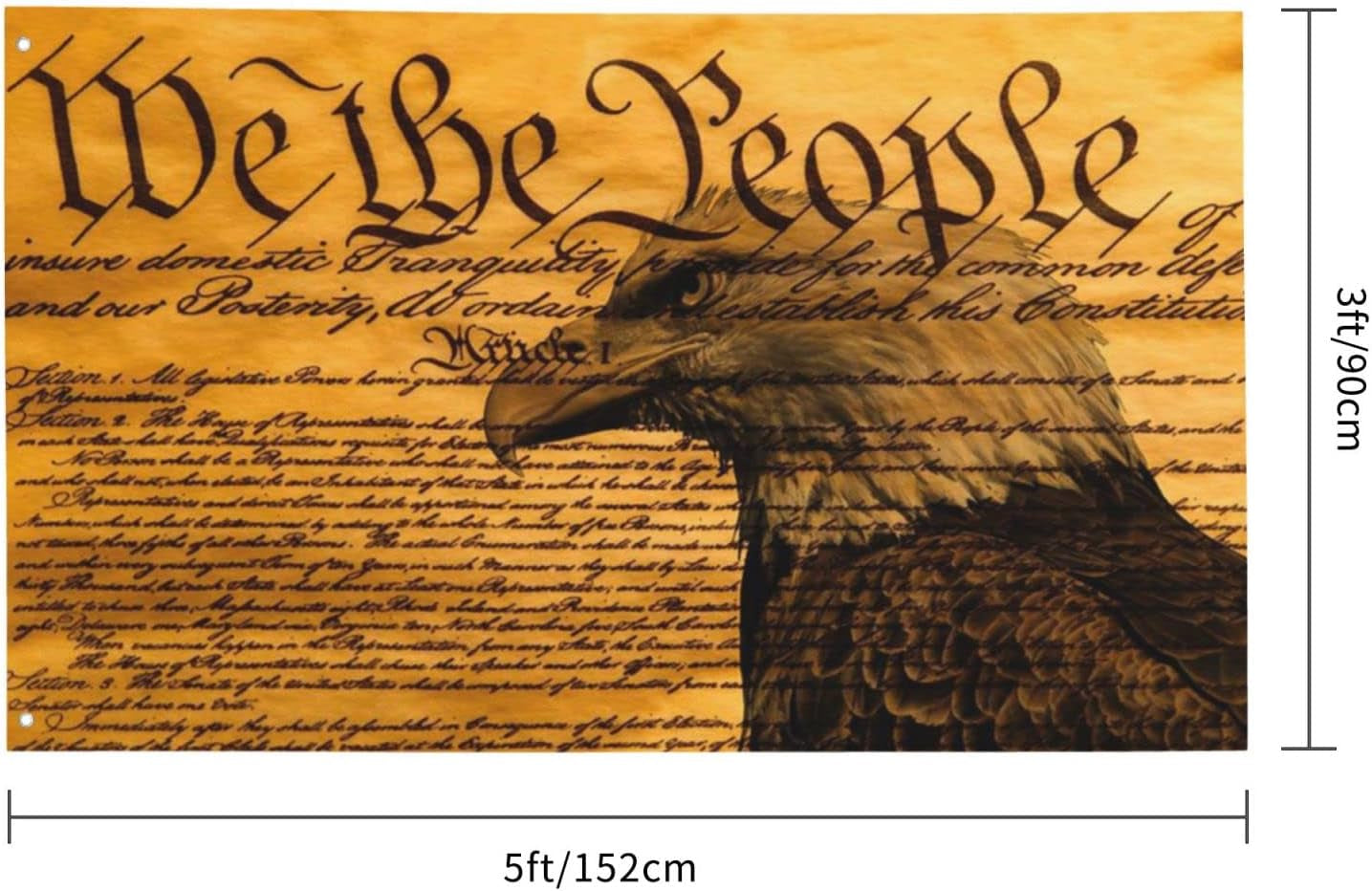 Constitution We the People and Bald Eagle Banner Flags Garden Flag Home House Flags Parade Flag Outdoor Flag 3X5 Ft