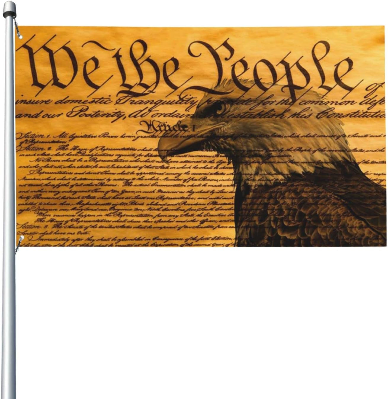 Constitution We the People and Bald Eagle Banner Flags Garden Flag Home House Flags Parade Flag Outdoor Flag 3X5 Ft