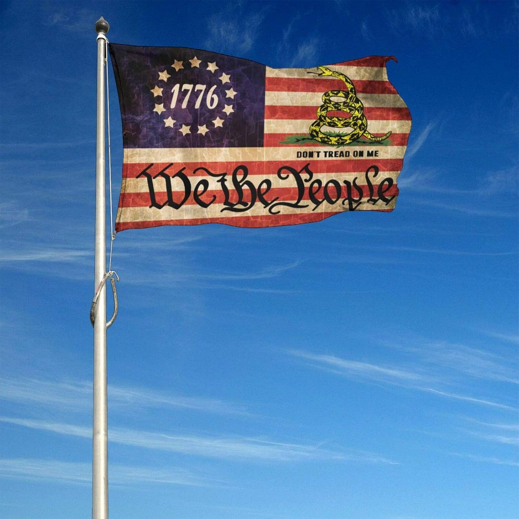 We the People Don'T Tread on Me Betsy Ross 1776 Gadsden American Flag Banner Flags Garden Flag Home House Flags Outdoor Flag Usa Flag 4X6 Ft