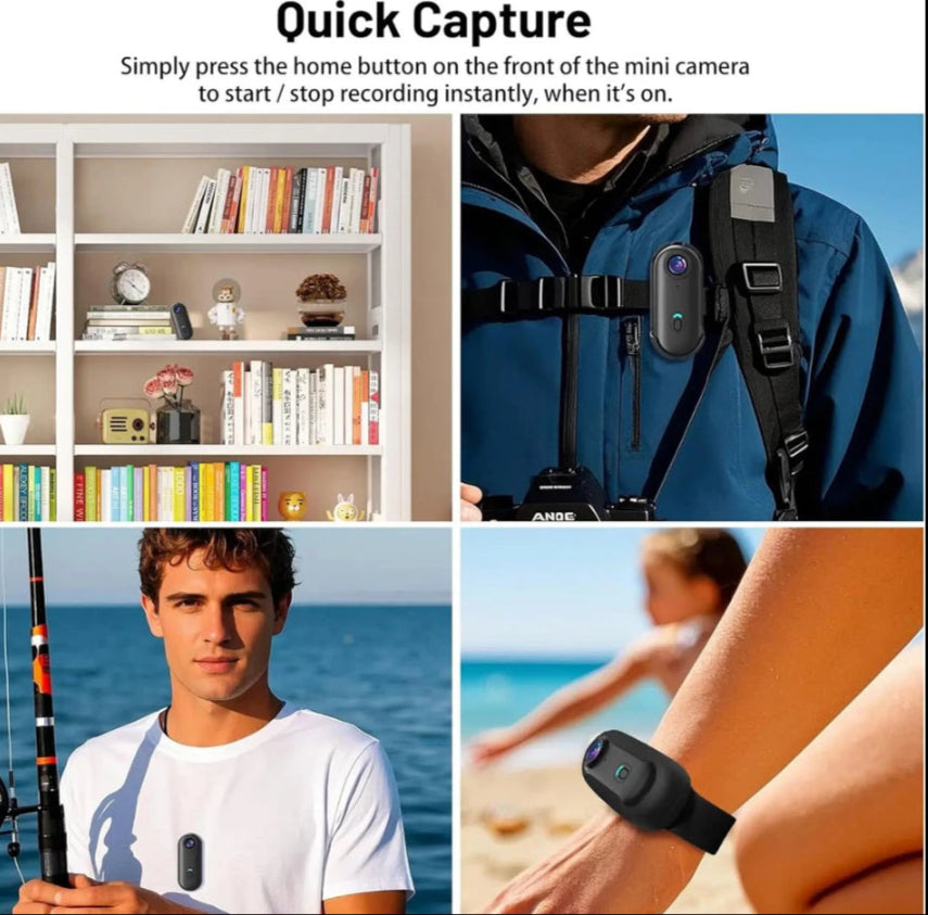 4K FHD Mini Body Camera Wearable Action Cam | POV Hands-Free Thumb-Size