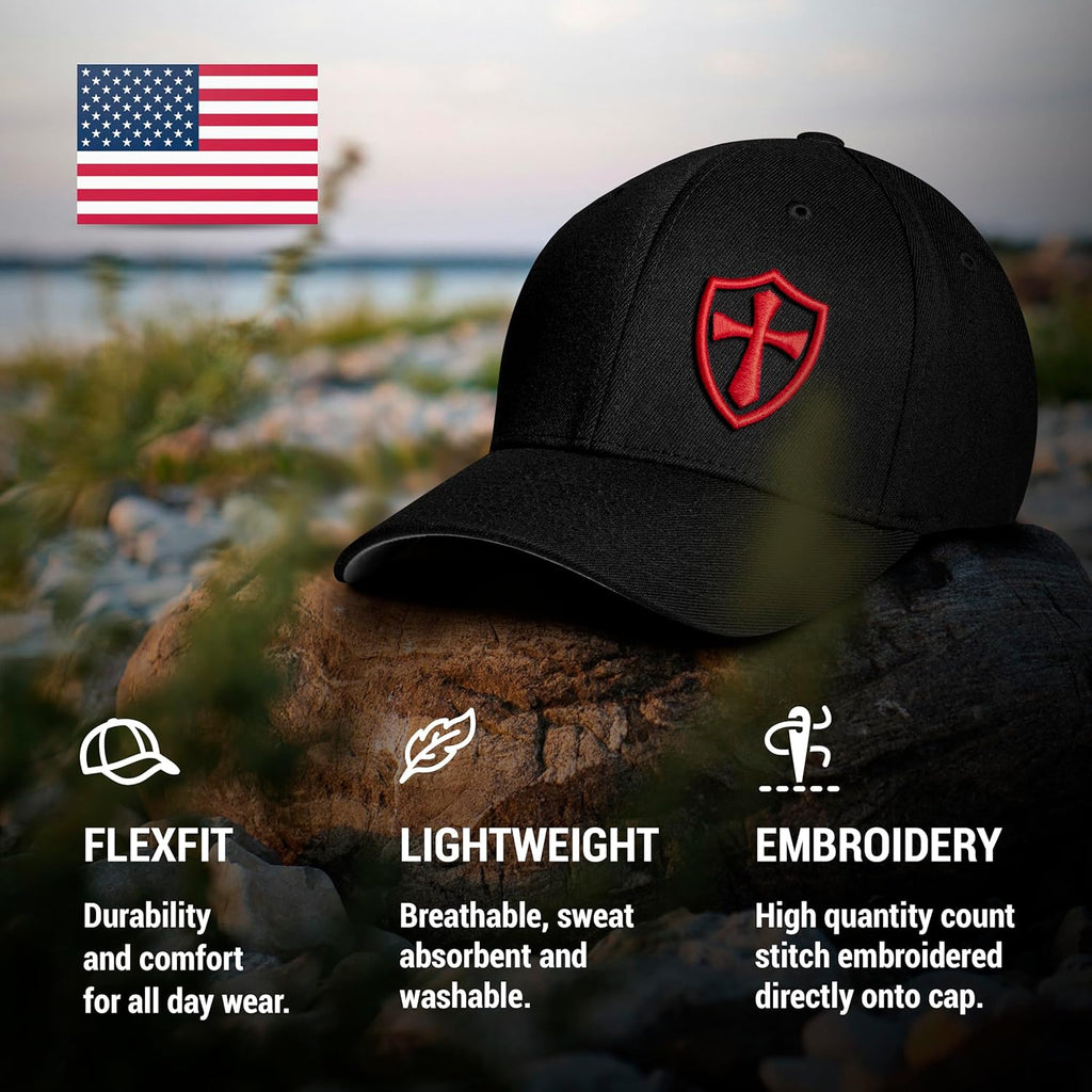 Crusader Baseball Cap for Men, Mid Profile Stretch Fitted
