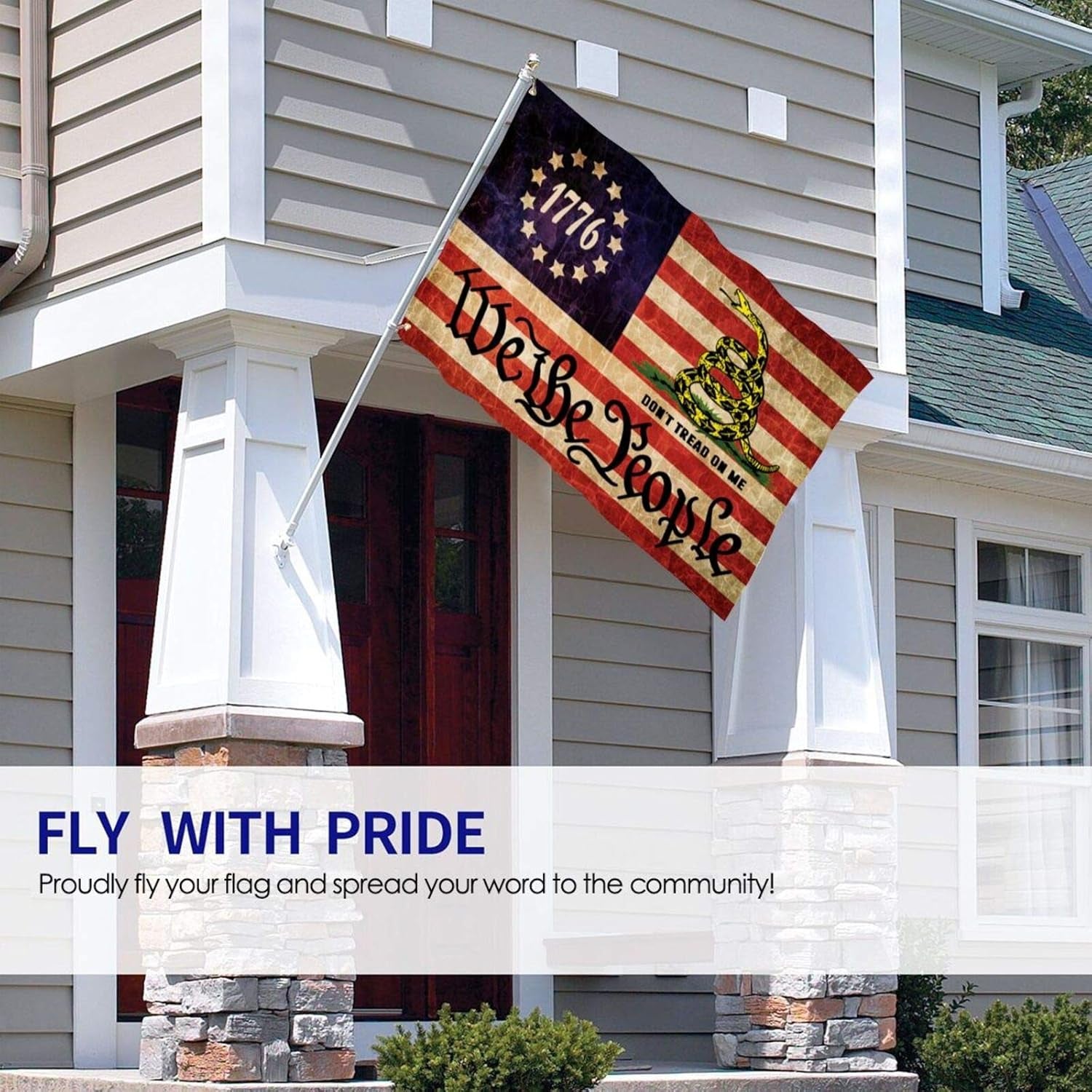 We the People Don'T Tread on Me Betsy Ross 1776 Gadsden American Flag Banner Flags Garden Flag Home House Flags Outdoor Flag Usa Flag 4X6 Ft