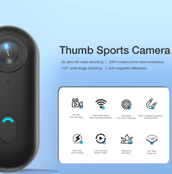 4K FHD Mini Body Camera Wearable Action Cam | POV Hands-Free Thumb-Size