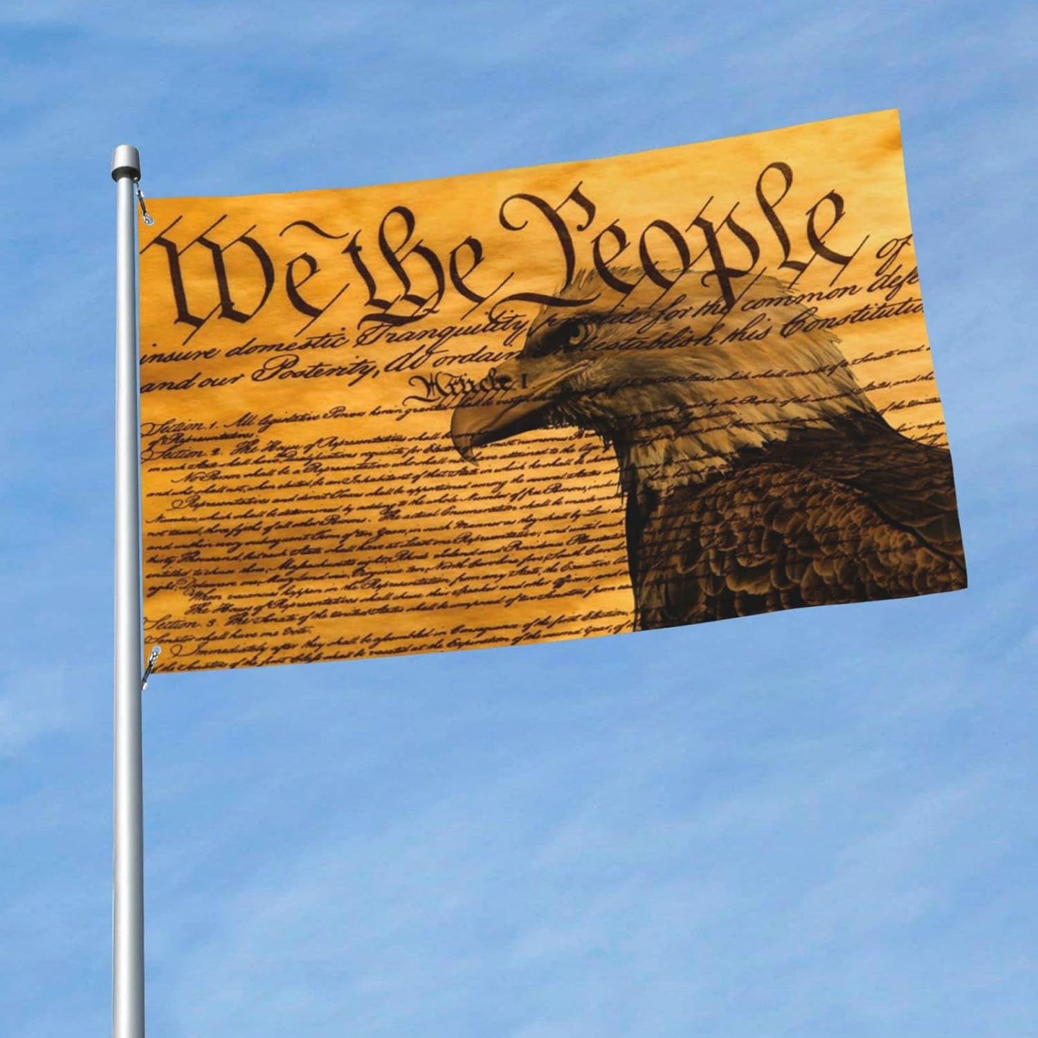 Constitution We the People and Bald Eagle Banner Flags Garden Flag Home House Flags Parade Flag Outdoor Flag 3X5 Ft