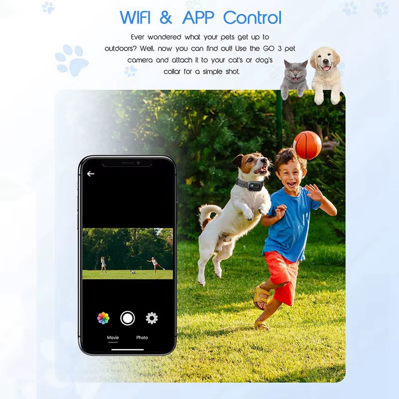4K 30Hz Pet Collar Camera, Animal Vlog Camera Mini Action Camera for Video Records Dog Collar Camera